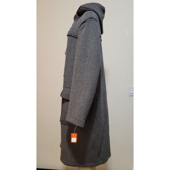 GLOVERALL MEN'S / WOMEN'S GRAY DUFFLE COAT WOOL ENGLAND SIZE US46 / EUR 56 #970 - Picture 4 of 15